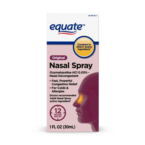 Equate nose spray - Nov 17, 2023 · Compare to the active ingredient in Flonase Allergy Relief. When you’re suffering from nasal congestion and other allergy symptoms, turn to Equate 24-Hour Fluticasone Propionate (Glucocorticoid), 50 mcg per spray, 2 pack in full prescription strength. This non-drowsy nasal spray alleviates symptoms of hay fever or other …